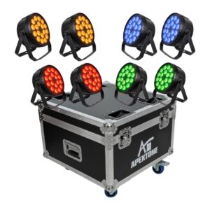 סט 8 פנסי לד 18×10W RGBW עם קייס קשיח – Apextone