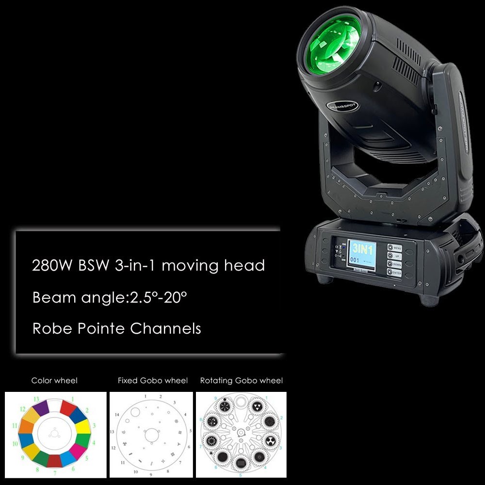זוג ראשים נעים 10R 280W Beam-Spot-Wash עם קייס וקלמפים – Apextone 4 זוג ראשים נעים 10R 280W Beam-Spot-Wash עם קייס וקלמפים – Apextone – תמונה 3