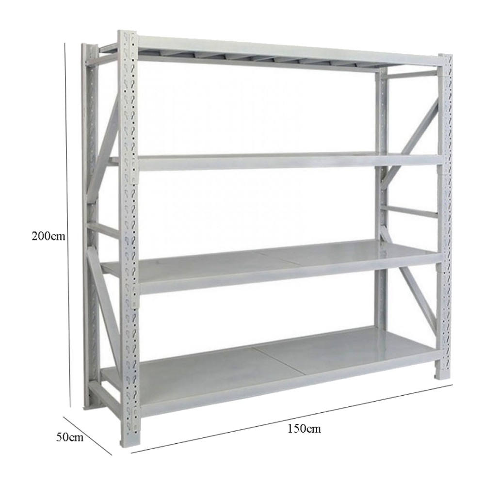 מערכת מדפים מודולרית 200×150×50 – 4 מדפים, 200 ק״ג למדף – Apextone WR-20015050 GRAY 3 מערכת מדפים מודולרית 200×150×50 – 4 מדפים, 200 ק״ג למדף – Apextone WR-20015050 GRAY – תמונה 2