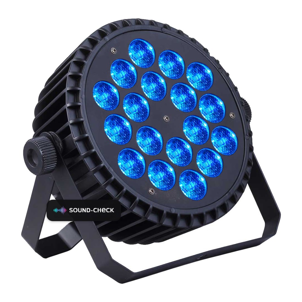 סט 8 פנסי לד שקטים 18×10W RGBW עם קייס – Apextone 4 סט 8 פנסי לד שקטים 18×10W RGBW עם קייס – Apextone – תמונה 3