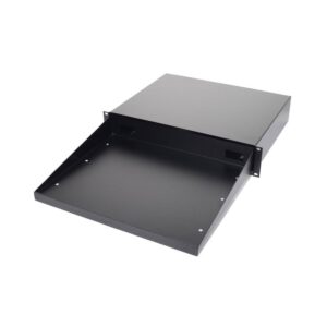 מגירת מקלדת לראק 19 אינץ׳ 2U – פלדה, משטח נשלף 35×44 ס״מ, עומק 36 ס״מ
