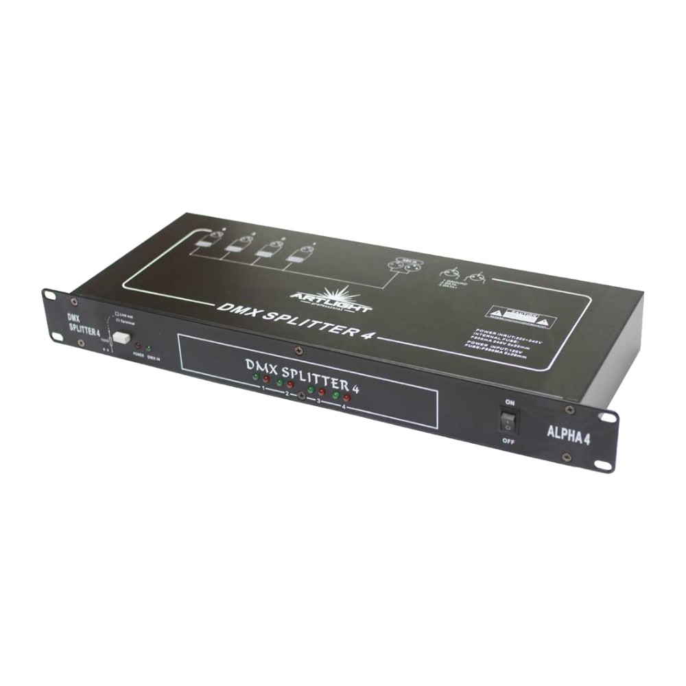 ספליטר DMX ל-4 יציאות לראק 19 אינץ׳ – Art Light PR-204A 1 ספליטר DMX ל-4 יציאות לראק 19 אינץ׳ – Art Light PR-204A