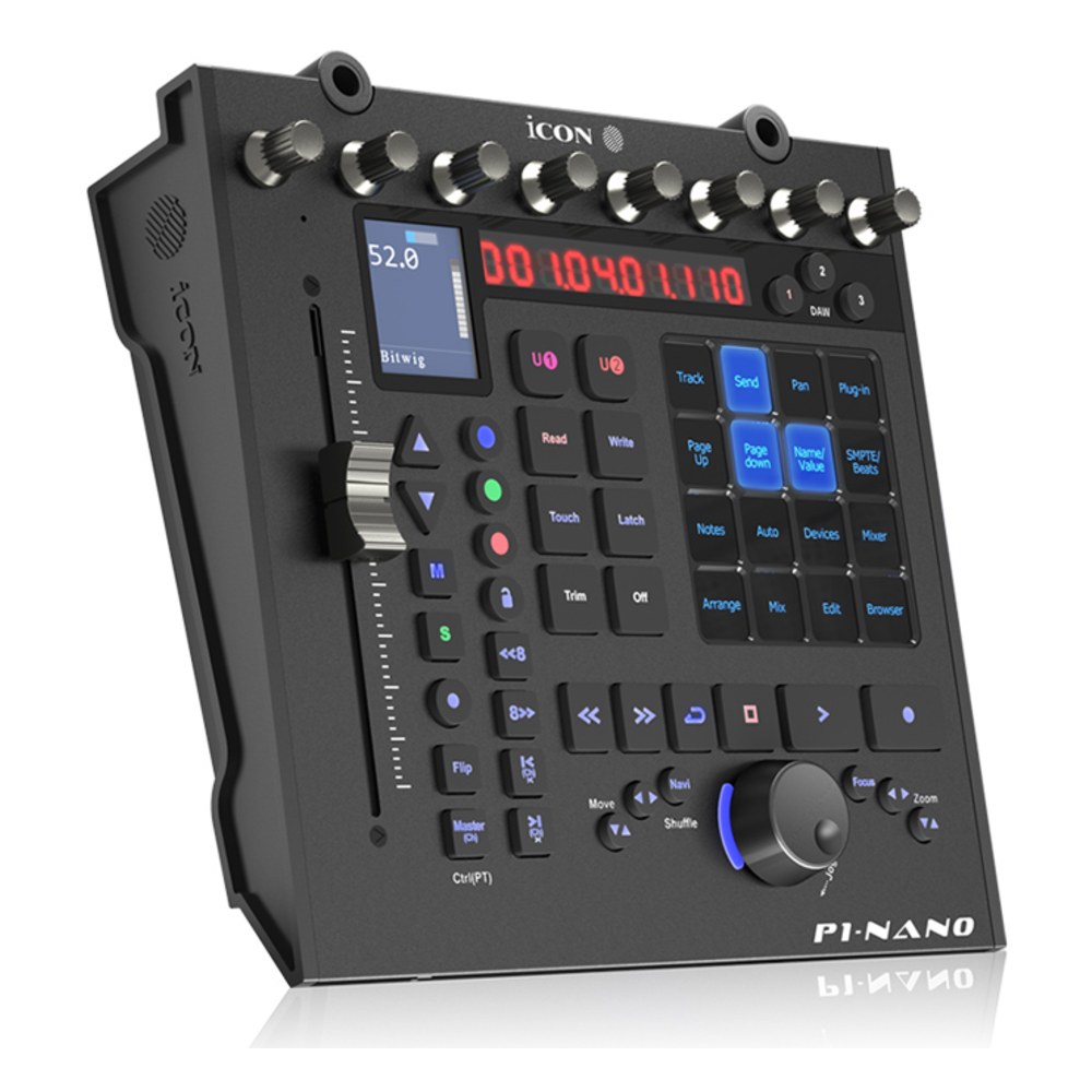 בקר DAW עם פיידר ממונע iCON P1-Nano – מסך מגע 4 אינץ׳ ו-8 אנקודרים 1 בקר DAW iCON P1-Nano עם פיידר ממונע ומסך מגע