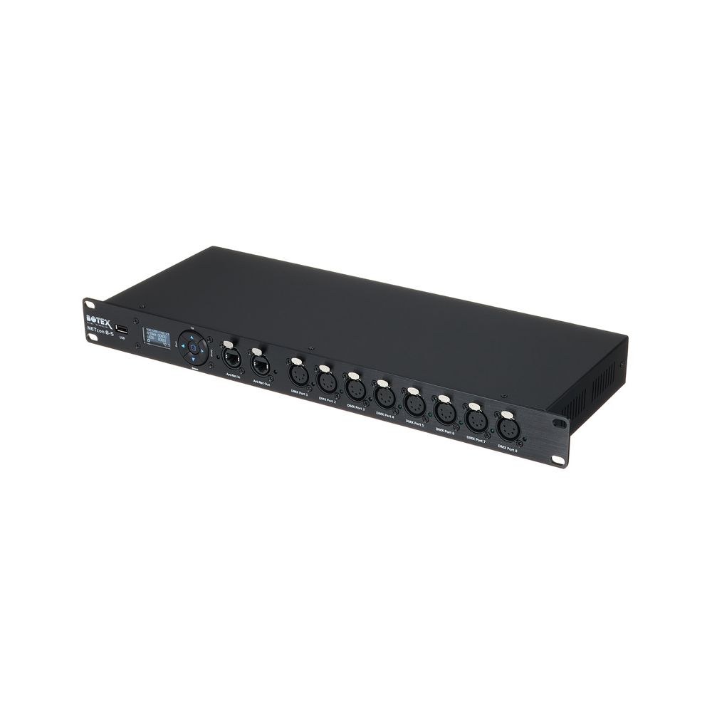 ממיר Art-Net ו-sACN ל-DMX Botex – 8 יוניברסים, RDM, תצוגת OLED, DMX של 5 פינים, 1U 1 ממיר Art-Net ו-sACN ל-DMX Botex – 8 יוניברסים, RDM, תצוגת OLED, DMX של 5 פינים, 1U