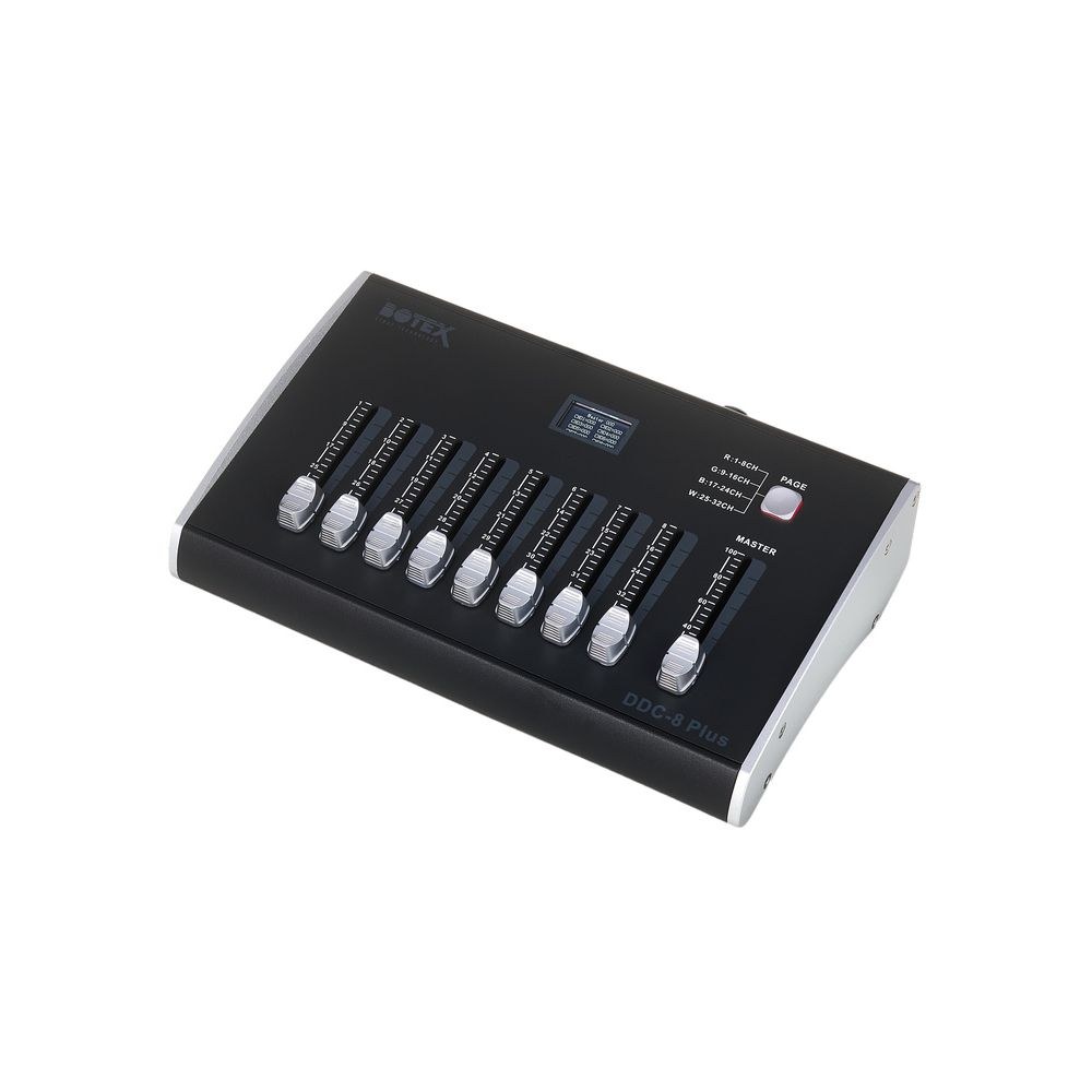 בקר DMX קומפקטי Botex – 32 ערוצים, 8 פיידרים ומאסטר, מסך OLED, הזנת USB-C 1 בקר DMX קומפקטי Botex – 32 ערוצים, 8 פיידרים ומאסטר, מסך OLED, הזנת USB-C