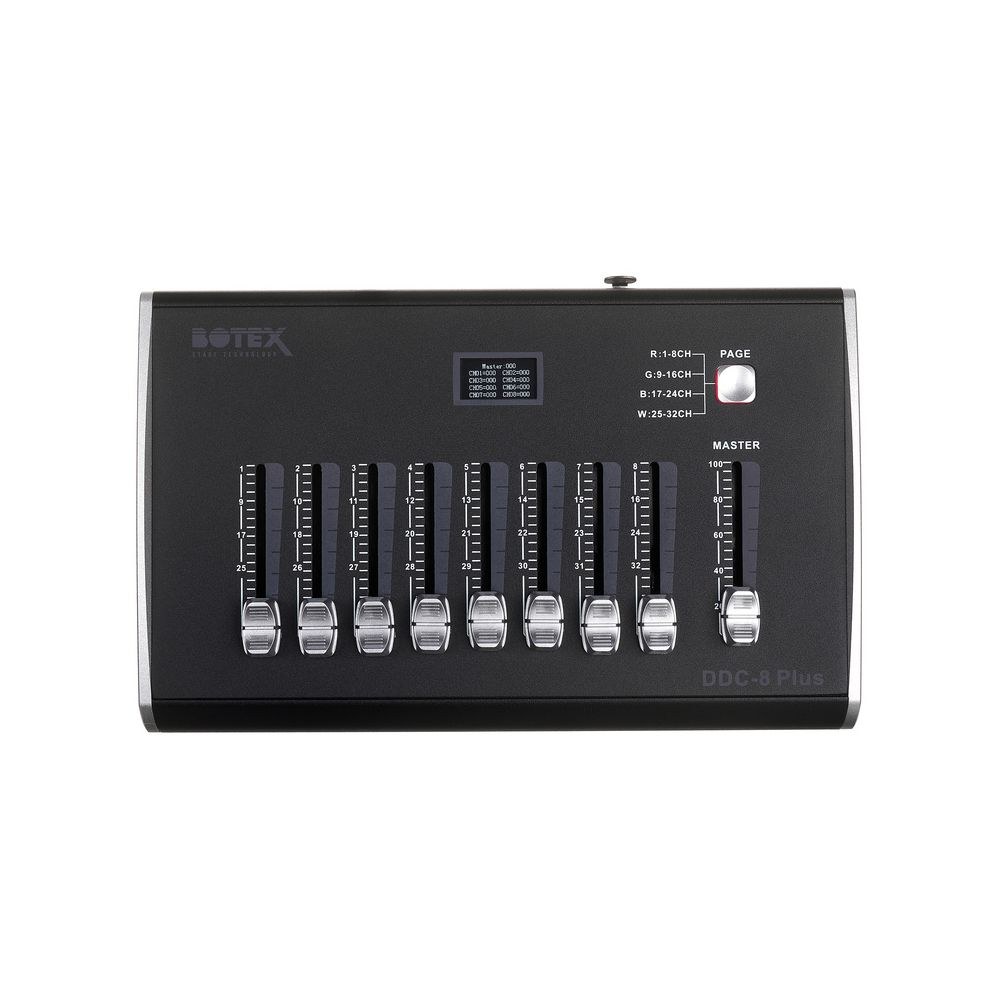 בקר DMX קומפקטי Botex – 32 ערוצים, 8 פיידרים ומאסטר, מסך OLED, הזנת USB-C 5 בקר ה-DMX הקומפקטי – בקר DMX, תמונה 5