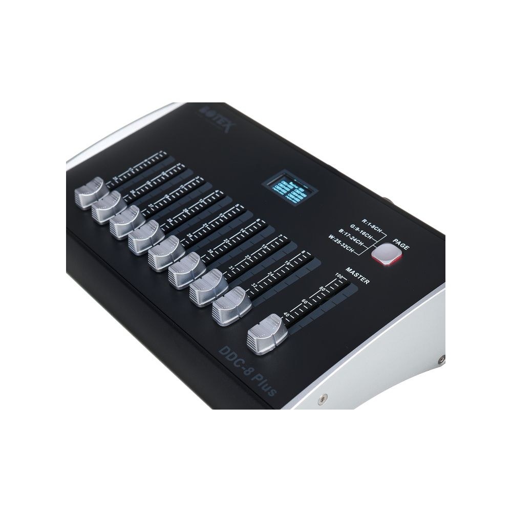 בקר DMX קומפקטי Botex – 32 ערוצים, 8 פיידרים ומאסטר, מסך OLED, הזנת USB-C 7 בקר ה-DMX הקומפקטי – בקר DMX, תמונה 7