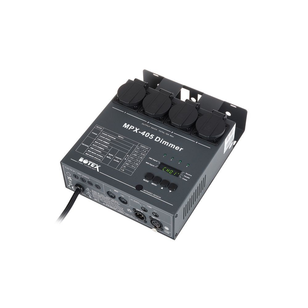 דימר 4 ערוצים Botex בשליטת DMX ו-MIDI – 5A לערוץ, 16 תוכניות, 4 שקעי שוקו 1 דימר 4 ערוצים Botex בשליטת DMX ו-MIDI – 5A לערוץ, 16 תוכניות, 4 שקעי שוקו