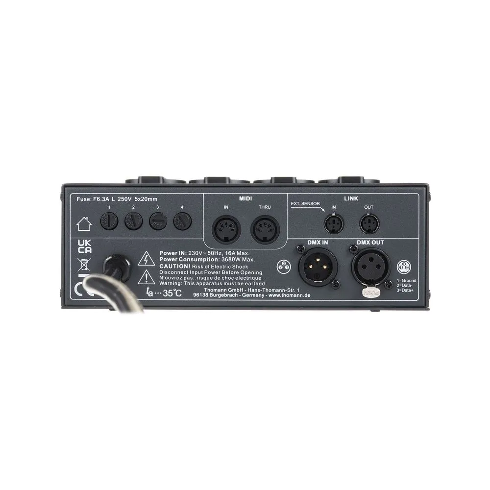 דימר 4 ערוצים Botex בשליטת DMX ו-MIDI – 5A לערוץ, 16 תוכניות, 4 שקעי שוקו 6 דימר 4 הערוצים של Botex – דימר DMX, תמונה 6