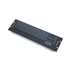 בקר DMX Botex עם 16 פיידרים ומאסטר – ערוץ התחלה בתצוגה, קומפקטי, כולל ספק כוח