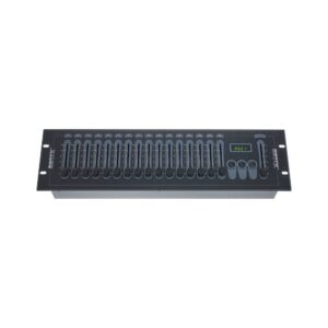 בקר DMX Botex עם 16 פיידרים ומאסטר – ערוץ התחלה בתצוגה, קומפקטי, כולל ספק כוח