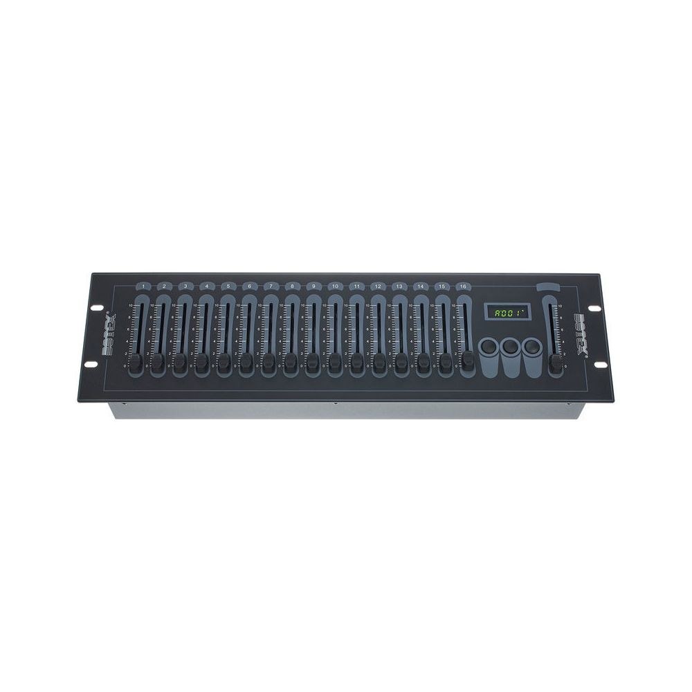 בקר DMX Botex עם 16 פיידרים ומאסטר – ערוץ התחלה בתצוגה, קומפקטי, כולל ספק כוח 2 בקר ה-DMX עם 16 הפיידרים – בקר DMX, תמונה 2