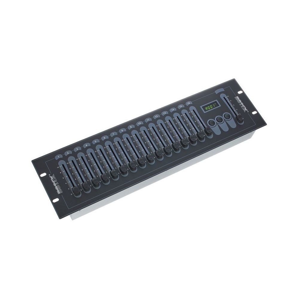 בקר DMX Botex עם 16 פיידרים ומאסטר – ערוץ התחלה בתצוגה, קומפקטי, כולל ספק כוח 3 בקר ה-DMX עם 16 הפיידרים – בקר DMX, תמונה 3