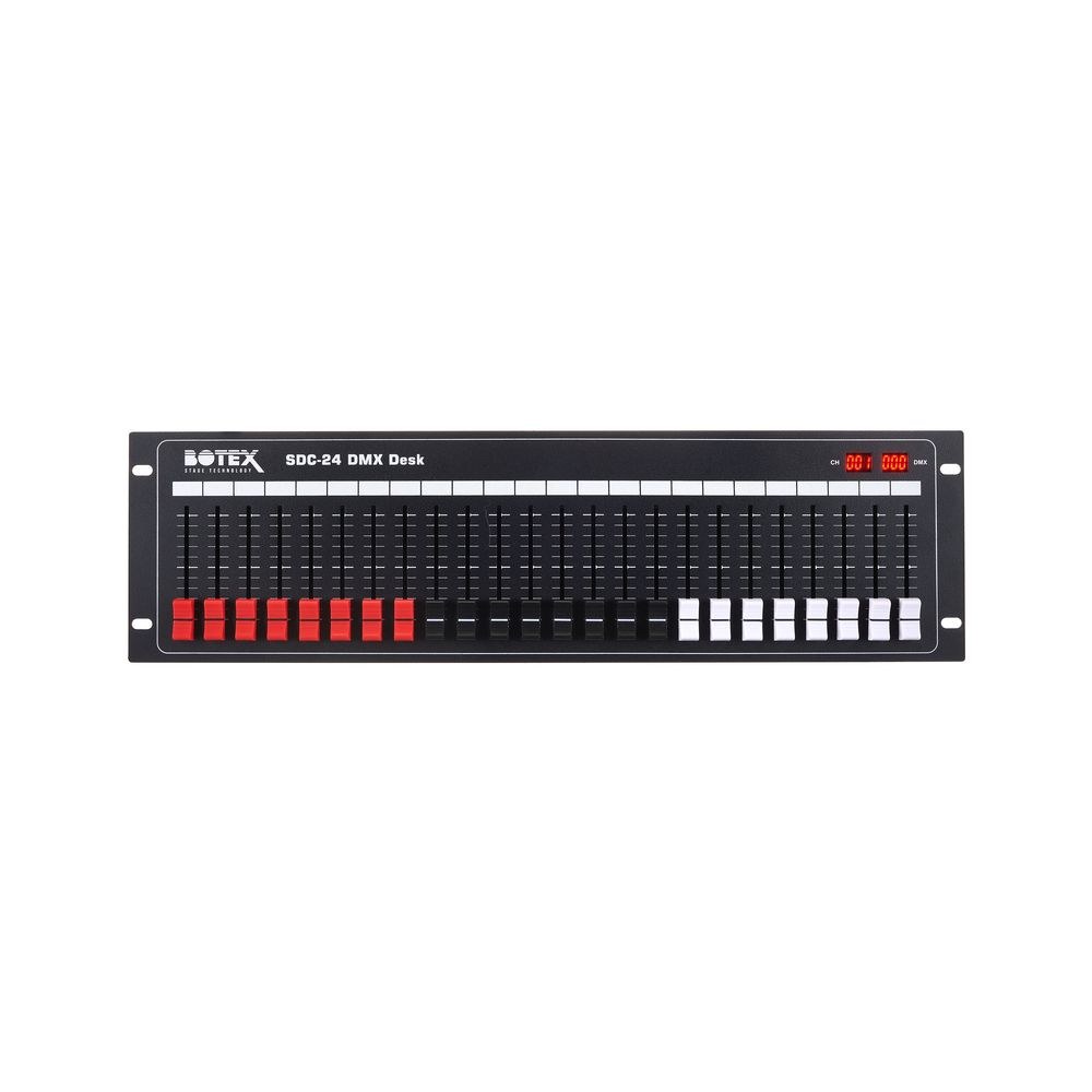 קונסולת DMX 24 ערוצים Botex לראק 19 אינץ׳ – 24 פיידרים, 2 תצוגות, שרשור עד 96 ערוצים 5 קונסולת 24 הפיידרים – קונסולת DMX, תמונה 5