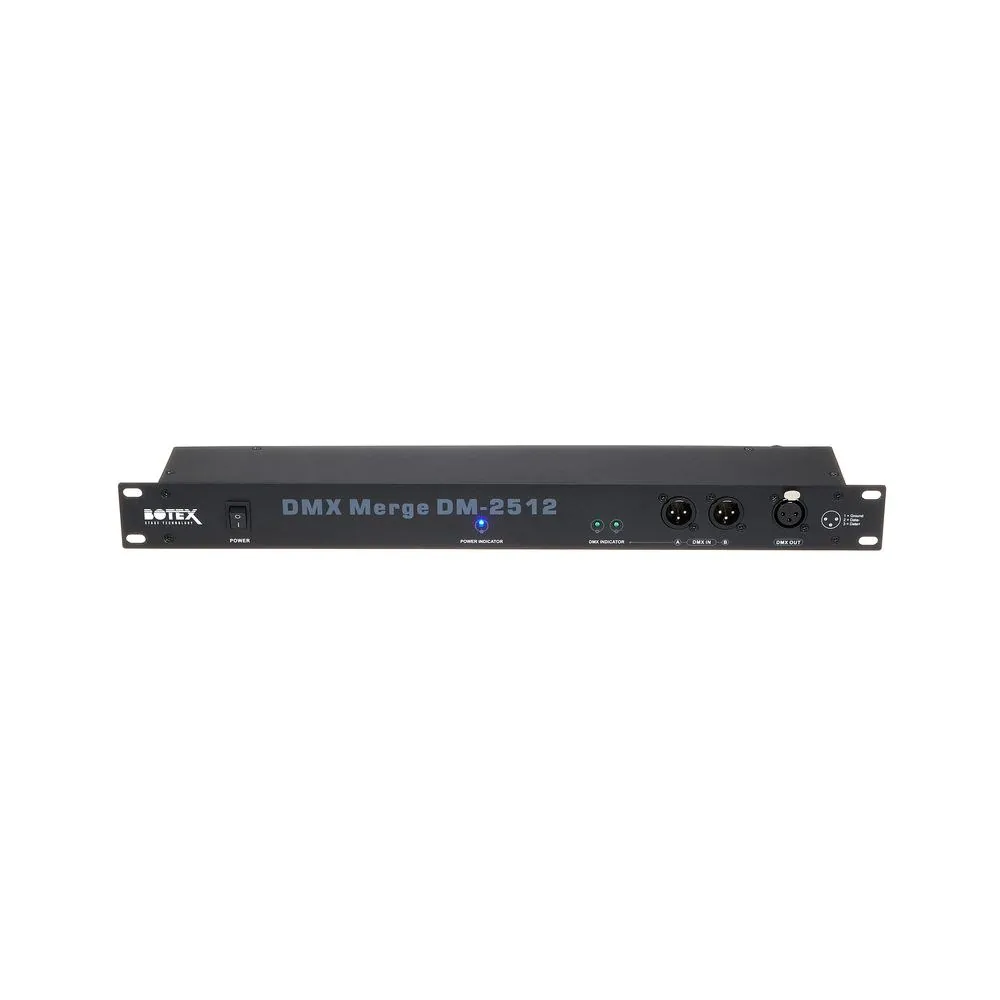 מאחד DMX לראק 19 אינץ׳ Botex – 2 כניסות DMX ליציאה אחת, מצבי Merge, Add ו-Sub 2 מאחד ה-DMX – מאחד DMX, תמונה 2