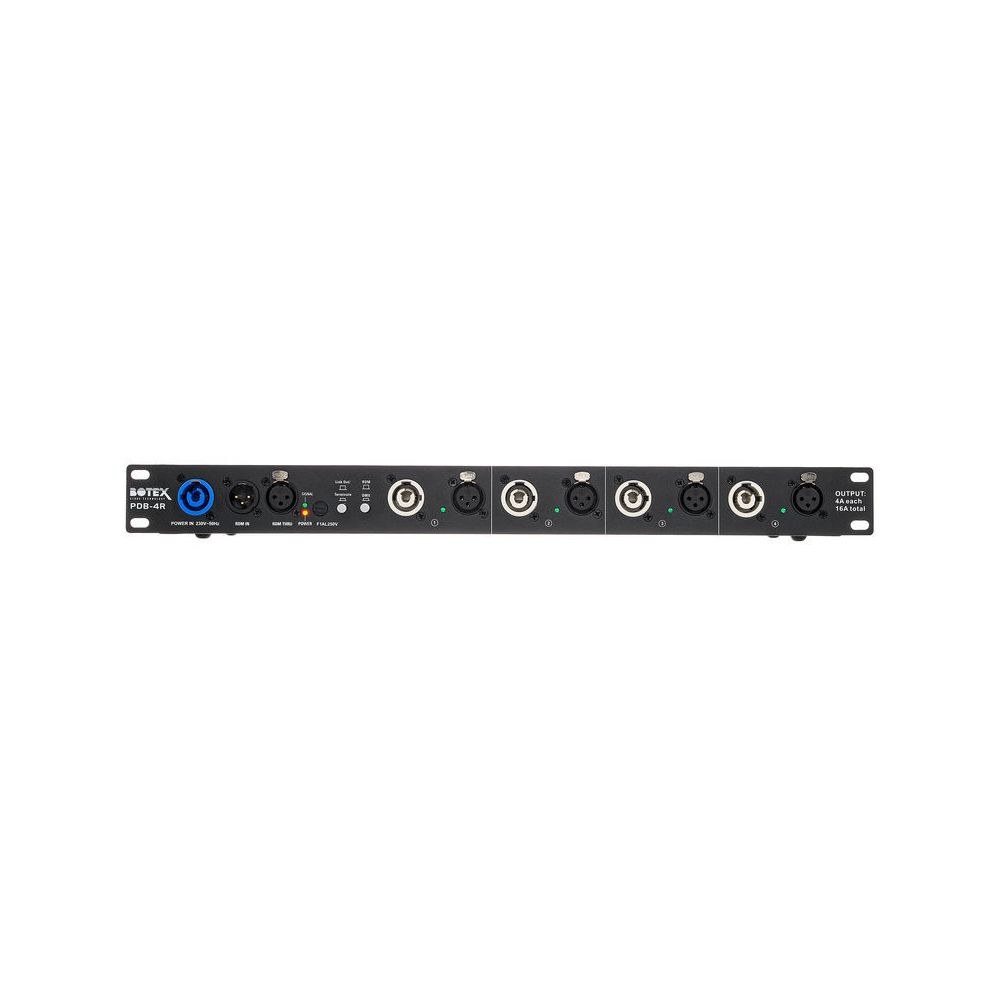 מפצל חשמל ו-DMX Botex לראק 19 אינץ׳ – כניסה אחת ל-4 יציאות, Power Twist, תומך RDM 5 מפצל החשמל וה-DMX – מפצל DMX וחשמל, תמונה 5