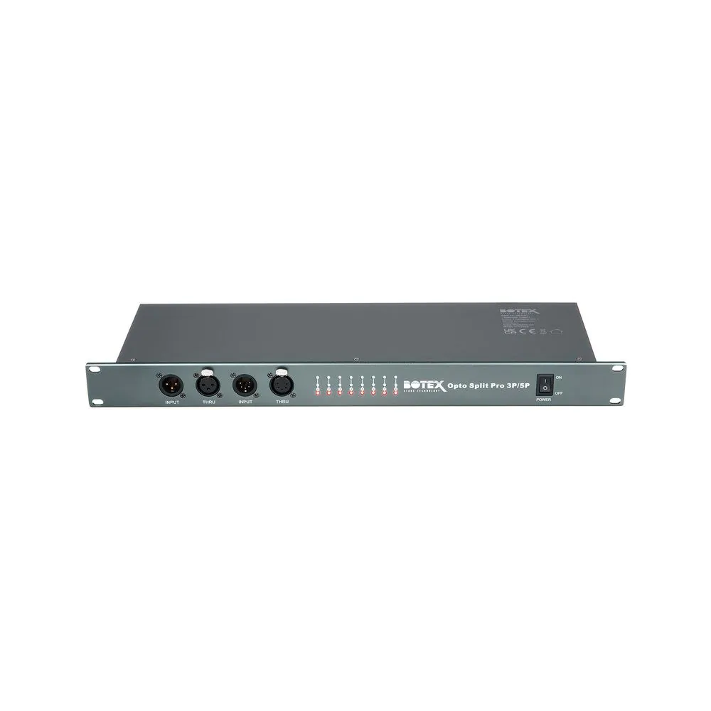 מפצל DMX ו-RDM אופטי Botex Opto Split Pro – 4 יציאות 3 פין ו-4 יציאות 5 פין, ראק 1U 2 מפצל ה-DMX האופטי – מפצל DMX, תמונה 2
