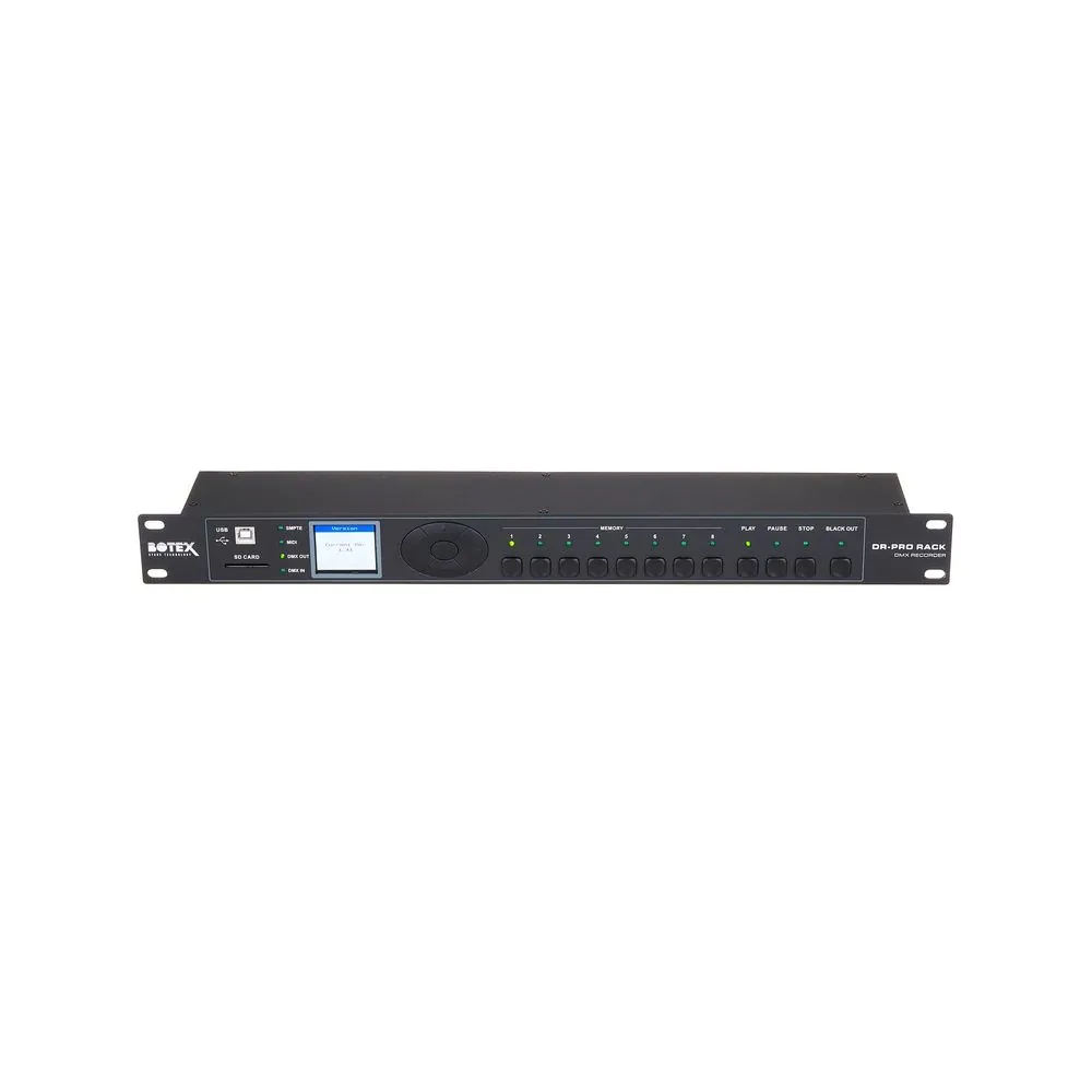 מקליט DMX לראק Botex – הקלטה והשמעה של סצנות ומופעי תאורה, 8 זיכרונות, כרטיס SD, כניסת MIDI 2 מקליט ה-DMX לראק – מקליט DMX, תמונה 2