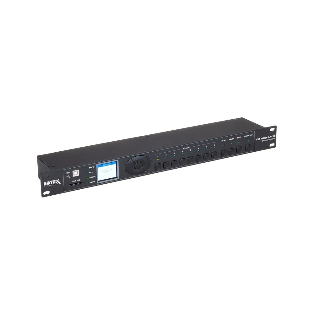 מקליט DMX לראק Botex – הקלטה והשמעה של סצנות ומופעי תאורה, 8 זיכרונות, כרטיס SD, כניסת MIDI 3 מקליט ה-DMX לראק – מקליט DMX, תמונה 3