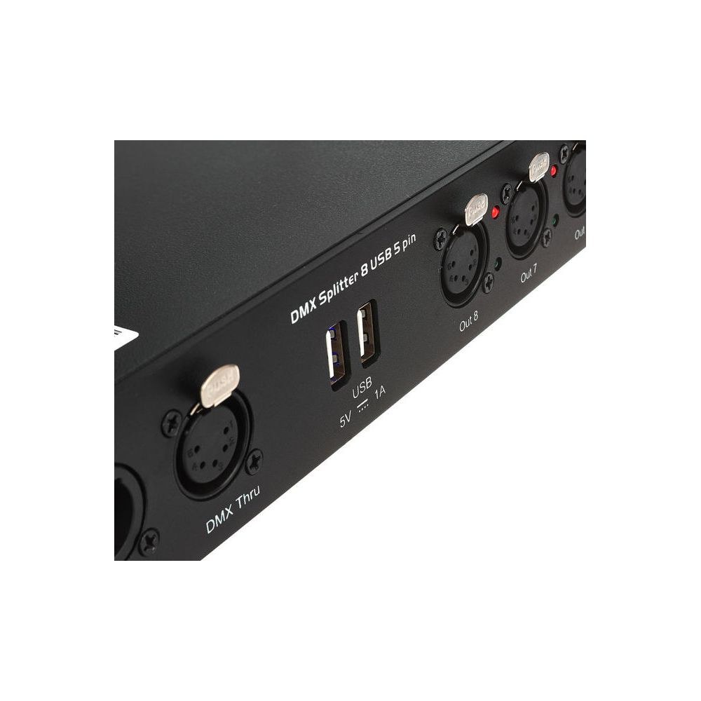 מפצל DMX לראק Stairville – 8 יציאות מבודדות, XLR 5 פינים, 2 שקעי USB, 1U 7 מפצל ה-DMX לראק – מפצל DMX, תמונה 7