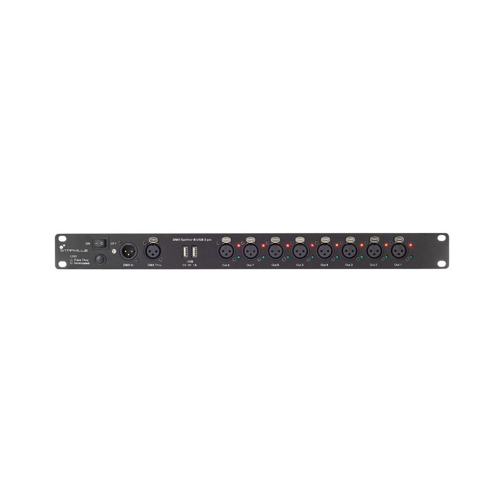 מפצל DMX לראק Stairville – 8 יציאות מבודדות, 2 שקעי USB, חיבורים בחזית, 1U (יבוא בלעדי) 6 מפצל ה-DMX לראק – מפצל DMX, תמונה 6