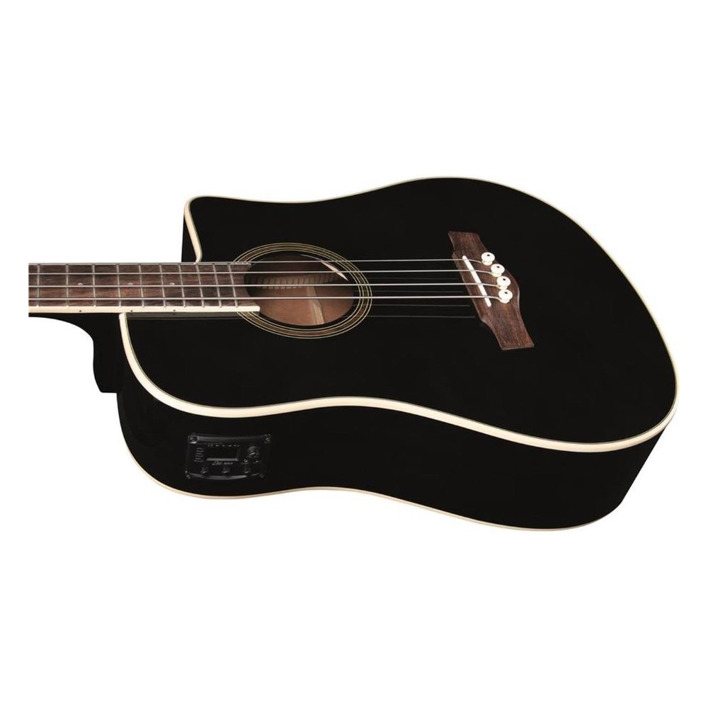 גיטרה בס אקוסטית מוגברת שחורה EKO NXT B100e See Through Black – סקאלה 34 אינץ׳ 3 גיטרה בס אקוסטית מוגברת EKO NXT B100e בגימור See Through Black שחור שקוף – תמונה 3