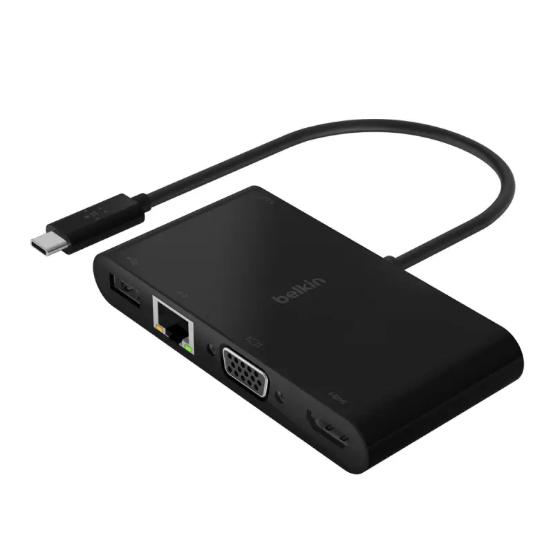 מתאם USB-C מולטימדיה Belkin AVC004 – HDMI, VGA, רשת Gigabit ו-USB-A 3.0 עם טעינה דרך המתאם 2 Belkin AVC004 מתאם USB-C מולטימדיה 2