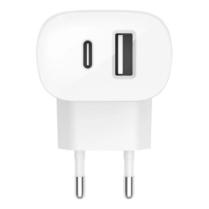 מטען קיר כפול Belkin BoostCharge 32W – יציאת USB-C PD ויציאת USB-A, עיצוב שטוח וקומפקטי במיוחד 5 Belkin BoostCharge 32W מטען קיר כפול 5