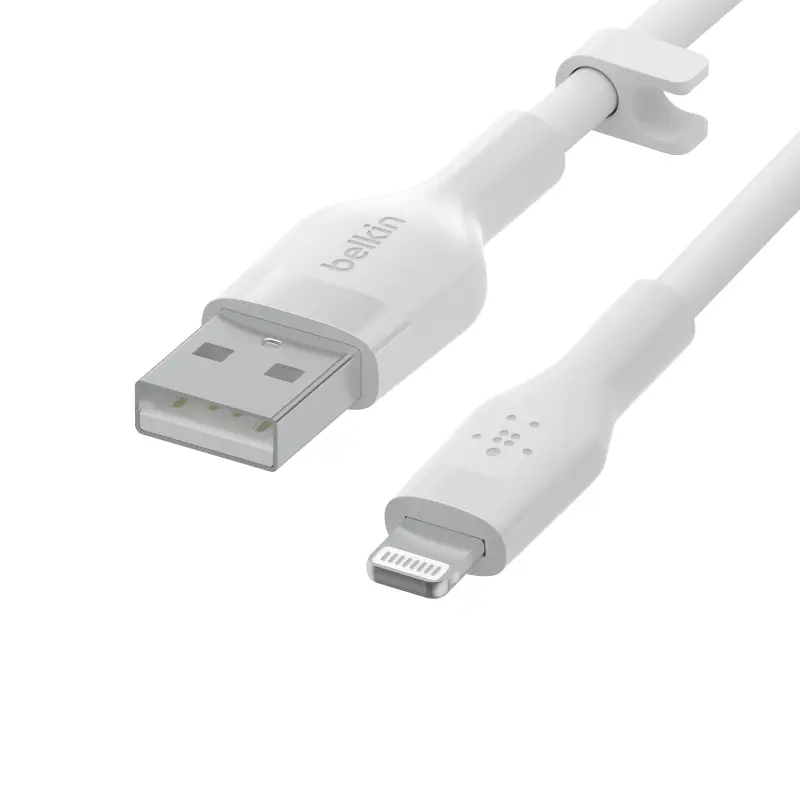 כבל טעינה Lightning ל-USB-A מסיליקון Belkin BoostCharge CAA008 באורך 3 מטר – מאושר MFi, גמיש ועמיד 2 Belkin CAA008 כבל Lightning ל-USB-A 3 מטר 2