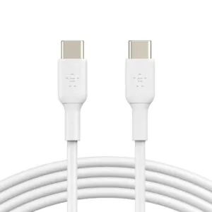 כבל USB-C ל-USB-C באורך 1 מטר Belkin BoostCharge CAB003 – טעינה מהירה 60W ואישור USB-IF, בצבע לבן