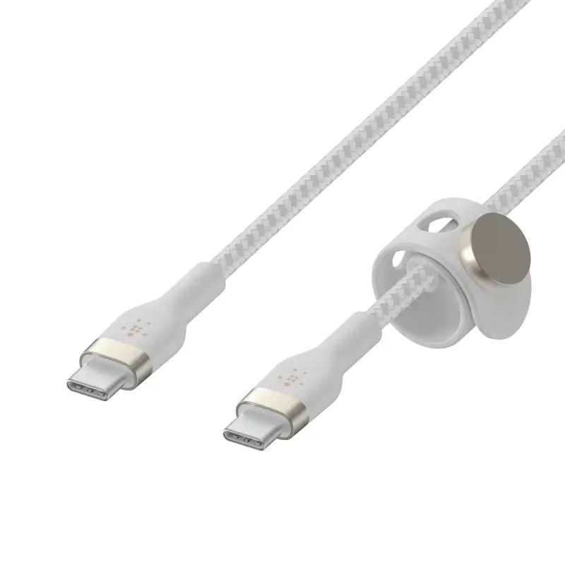 כבל USB-C ל-USB-C מסיליקון קלוע Belkin BoostCharge CAB011 באורך 1 מטר – עמיד עד פי 30, רצועה מגנטית 2 Belkin CAB011 כבל USB-C ל-USB-C סיליקון 2