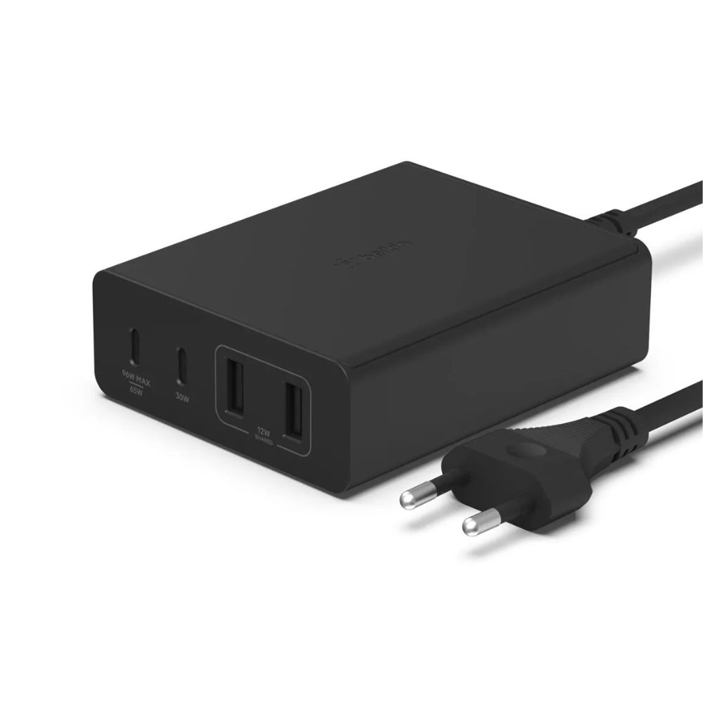 מטען GaN שולחני Belkin BoostCharge Pro 108W – 4 יציאות USB-C ו-USB-A לטעינת מחשב נייד וטלפונים 1 Belkin BoostCharge Pro 108W מטען GaN