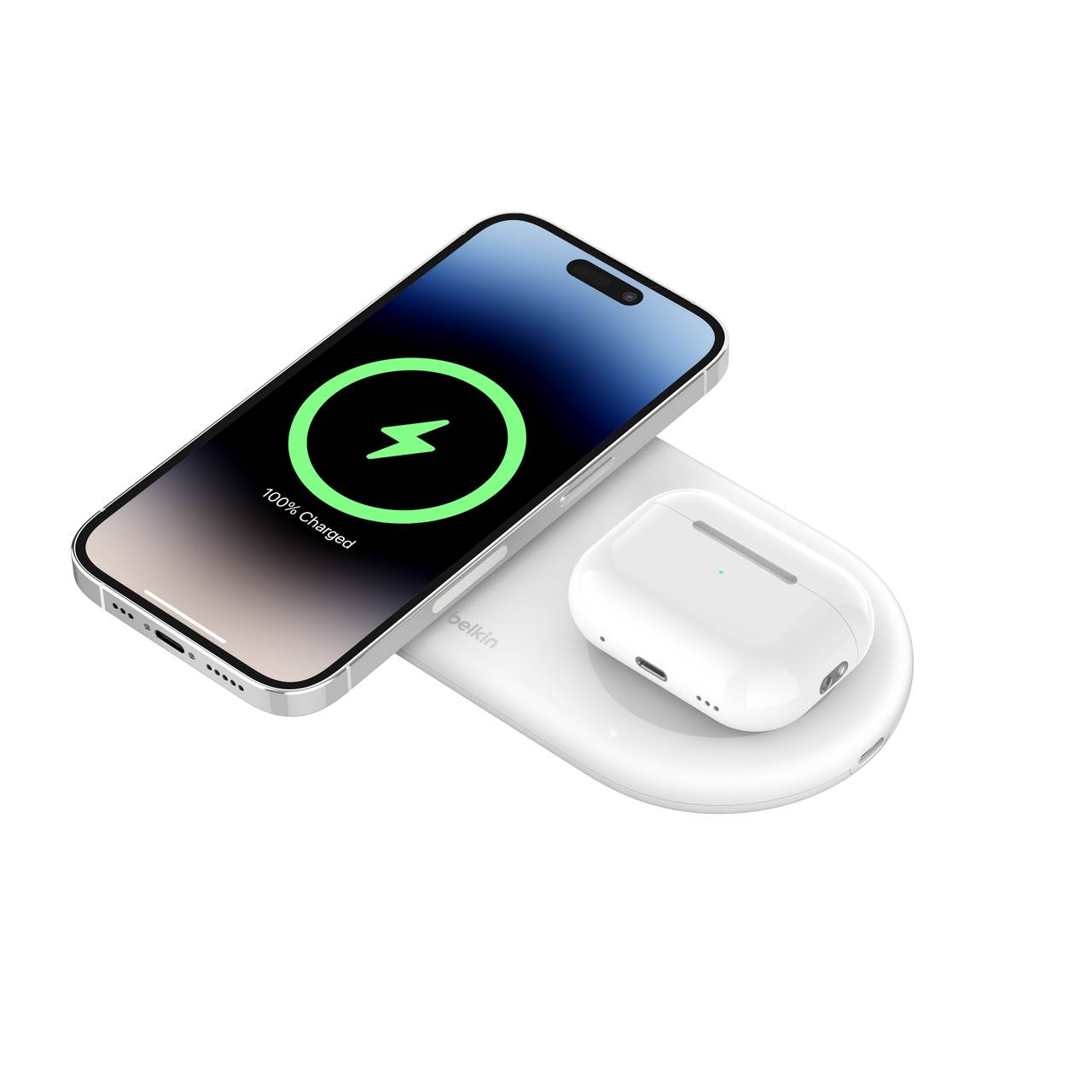 משטח טעינה אלחוטי 2 ב-1 Belkin BoostCharge Pro Qi2 15W – לאייפון ול-AirPods, עם יציאת USB-C נוספת 3 Belkin BoostCharge Pro 2 ב-1 משטח טעינה אלחוטי 3