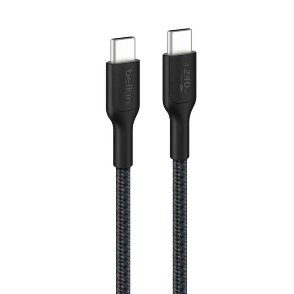 כבל USB-C ל-USB-C באורך 2 מטר Belkin BoostCharge Pro CAB025 – טעינה עד 240W ומעטפת קלועה עמידה 1 Belkin CAB025 כבל USB-C 240W 2 מטר