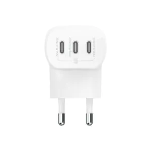 מטען קיר Belkin BoostCharge WCC002 בהספק 67W – שלוש יציאות USB-C עם PD 3.1 ו-PPS לשלושה מכשירים