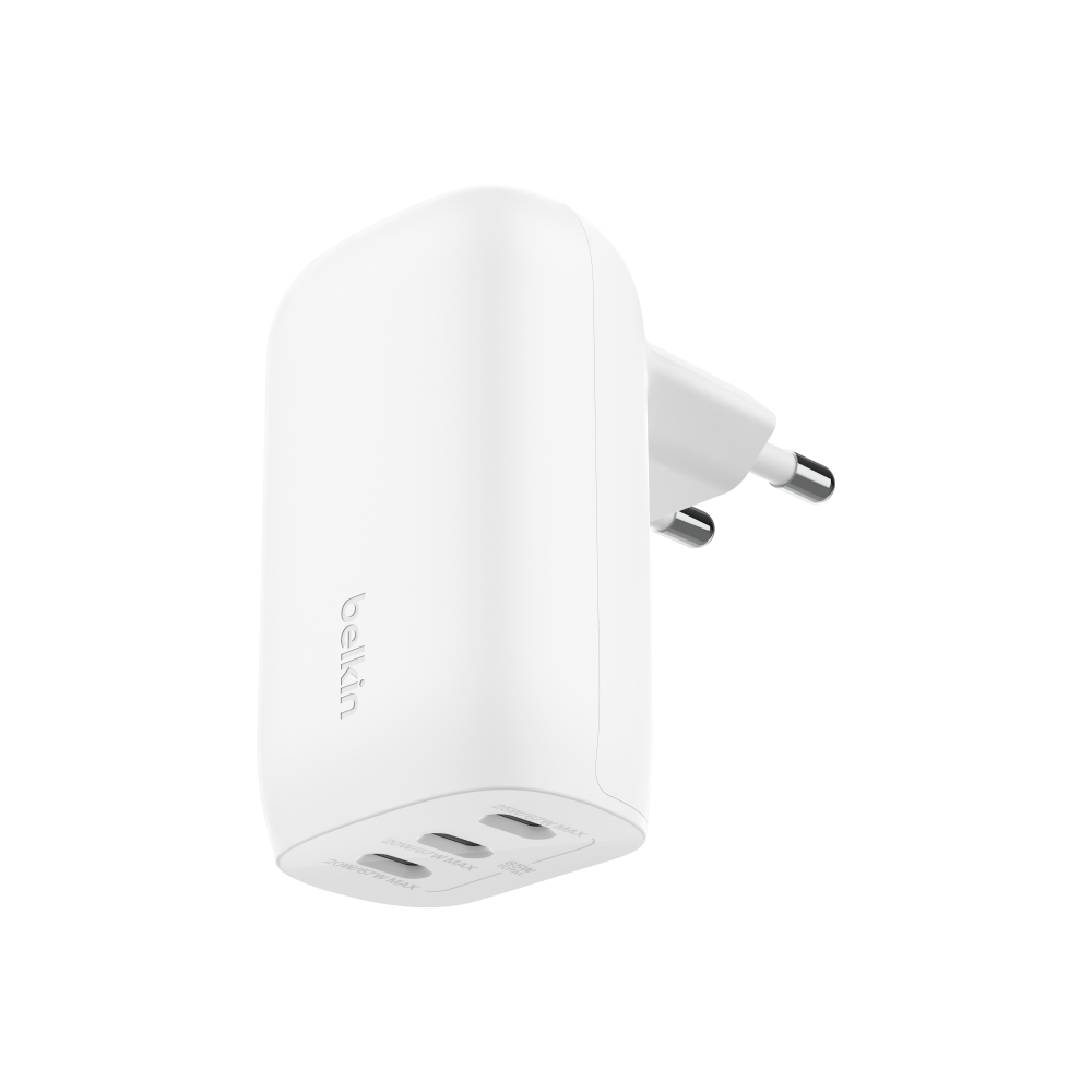 מטען קיר Belkin BoostCharge WCC002 בהספק 67W – שלוש יציאות USB-C עם PD 3.1 ו-PPS לשלושה מכשירים 2 Belkin BoostCharge WCC002 מטען קיר 67W 2