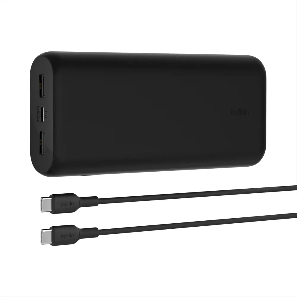 מטען נייד 20,000mAh Belkin BoostCharge 20W PD – 3 יציאות USB‑C ו‑2×USB‑A 2 סוללת גיבוי Belkin BPB014 20,000mAh עם שלוש יציאות טעינה