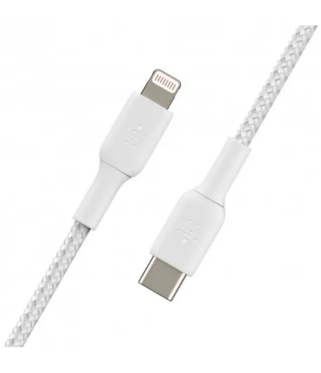 כבל USB-C ל-Lightning קלוע Belkin CAA004 באורך 1 מטר – טעינה מהירה עד 18W לאייפון, מאושר MFi 4 Belkin CAA004 כבל USB-C ל-Lightning 4