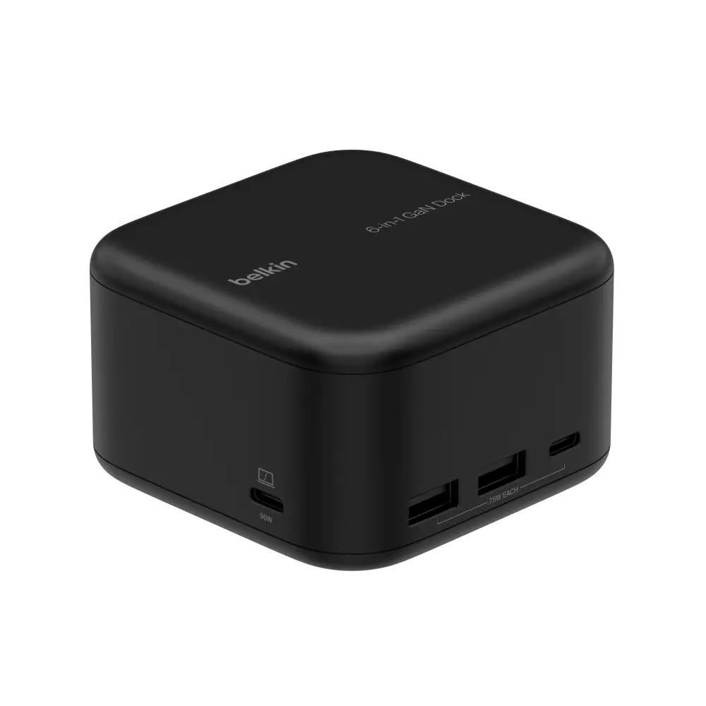 תחנת עגינה USB-C 6 ב-1 Belkin Core GaN 130W – ספק כוח מובנה, מסך 4K 60Hz ו-Gigabit Ethernet 1 Belkin Core GaN 130W תחנת עגינה USB-C