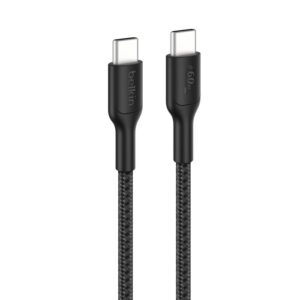 כבל גיימינג קלוע USB-C ל-USB-C Belkin ENA008 – טעינה מהירה 60W, אורך 2 מטר, מותאם ל-Nintendo Switch 2