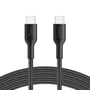 כבל גיימינג קלוע USB-C ל-USB-C Belkin ENA008 – טעינה מהירה 60W, אורך 2 מטר, מותאם ל-Nintendo Switch 2