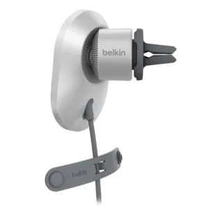 מטען אלחוטי מגנטי לרכב Belkin Qi2 15W – תואם MagSafe לאייפון 12 ומעלה, כולל מתאם מצת 20W