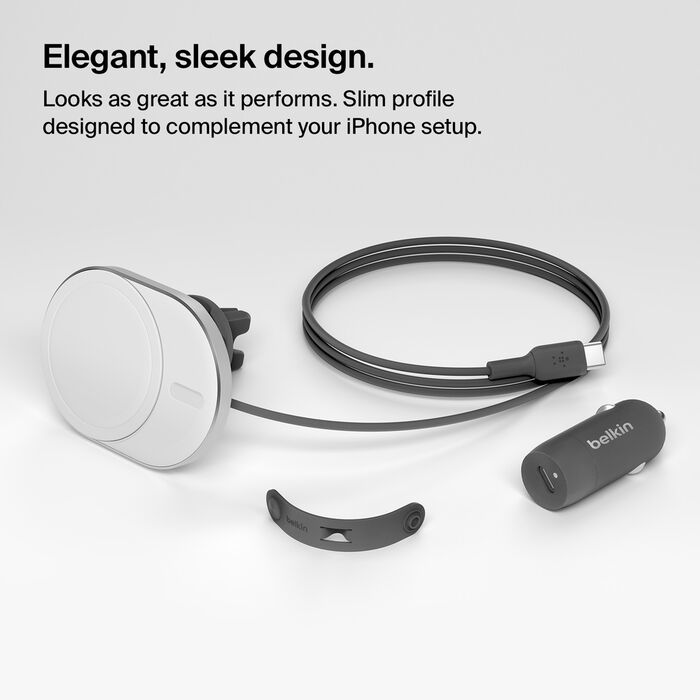 מטען אלחוטי מגנטי לרכב Belkin Qi2 15W – תואם MagSafe לאייפון 12 ומעלה, כולל מתאם מצת 20W 5 Belkin Qi2 Car Charger מטען אלחוטי מגנטי לרכב 5