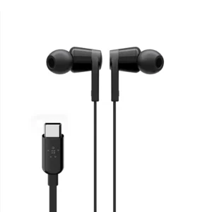 אוזניות חוטיות USB-C Belkin Rockstar – In-Ear עם בידוד רעשים, עמידות לזיעה ו-3 גדלי כריות