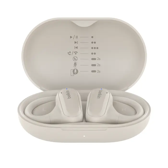 אוזניות Open-Ear אלחוטיות Belkin SoundForm ClearFit TWS – עיצוב פתוח לספורט, עד 26 שעות ועמידות IPX5 4 Belkin SoundForm ClearFit אוזניות Open-Ear 4