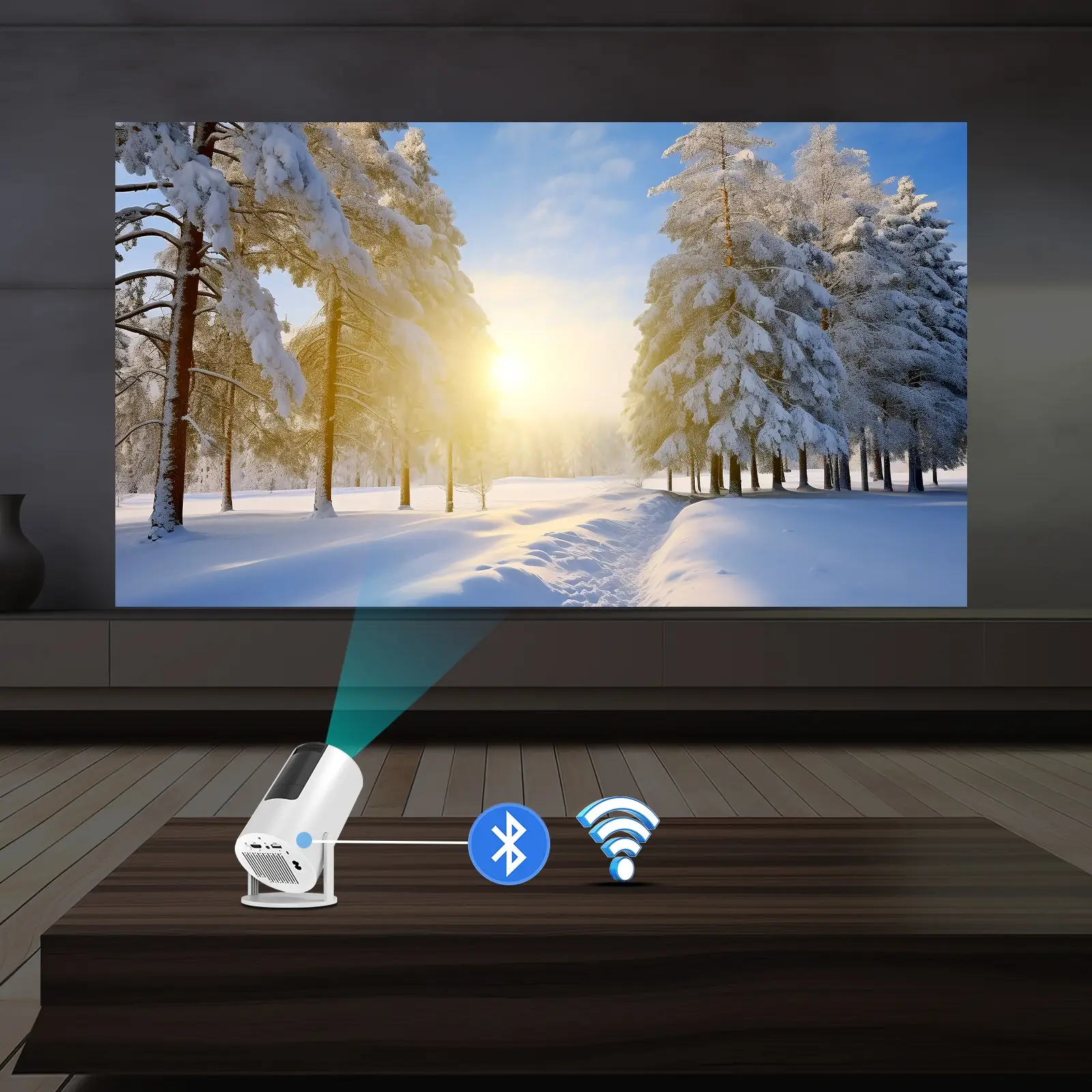 מקרן נייד Blaupunkt BP-5095 Plus עם Android TV – HD 720P, סוללה מובנית, הקרנה עד 150 אינץ׳ 8 Blaupunkt BP-5095 Plus מקרן Android TV 8