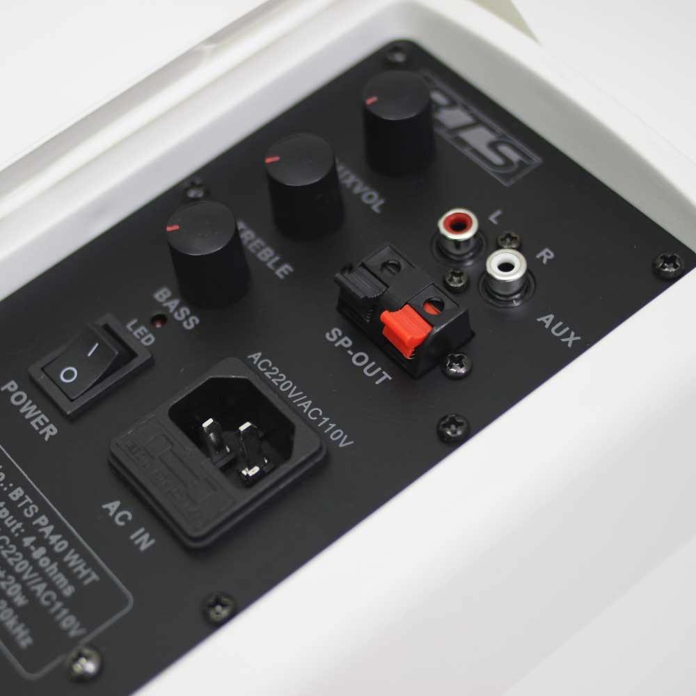 זוג רמקולים מוגברים 5.25" 80W לבנים – BTS PA40 3 זוג רמקולים מוגברים 5.25" 80W לבנים – BTS PA40 – תמונה 2