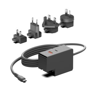 מטען נסיעות אוניברסלי CATHEDY GaN 100W – PD 3.0, ארבעה תקעים מתחלפים לכל יבשת וכבל 1.8 מטר