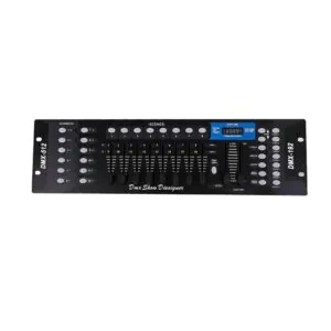 קונסולת תאורה DMX512 עם 192 ערוצים לשליטה ב-12 גופי תאורה – סצנות, Chase ו-8 פיידרים