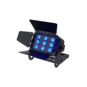 פנס הצפה לד Stairville 9×8W RGBW – תאורה נמוכה וחזיתית לבמה, 35°, DMX, מצב מוזיקה, דלתות אסם